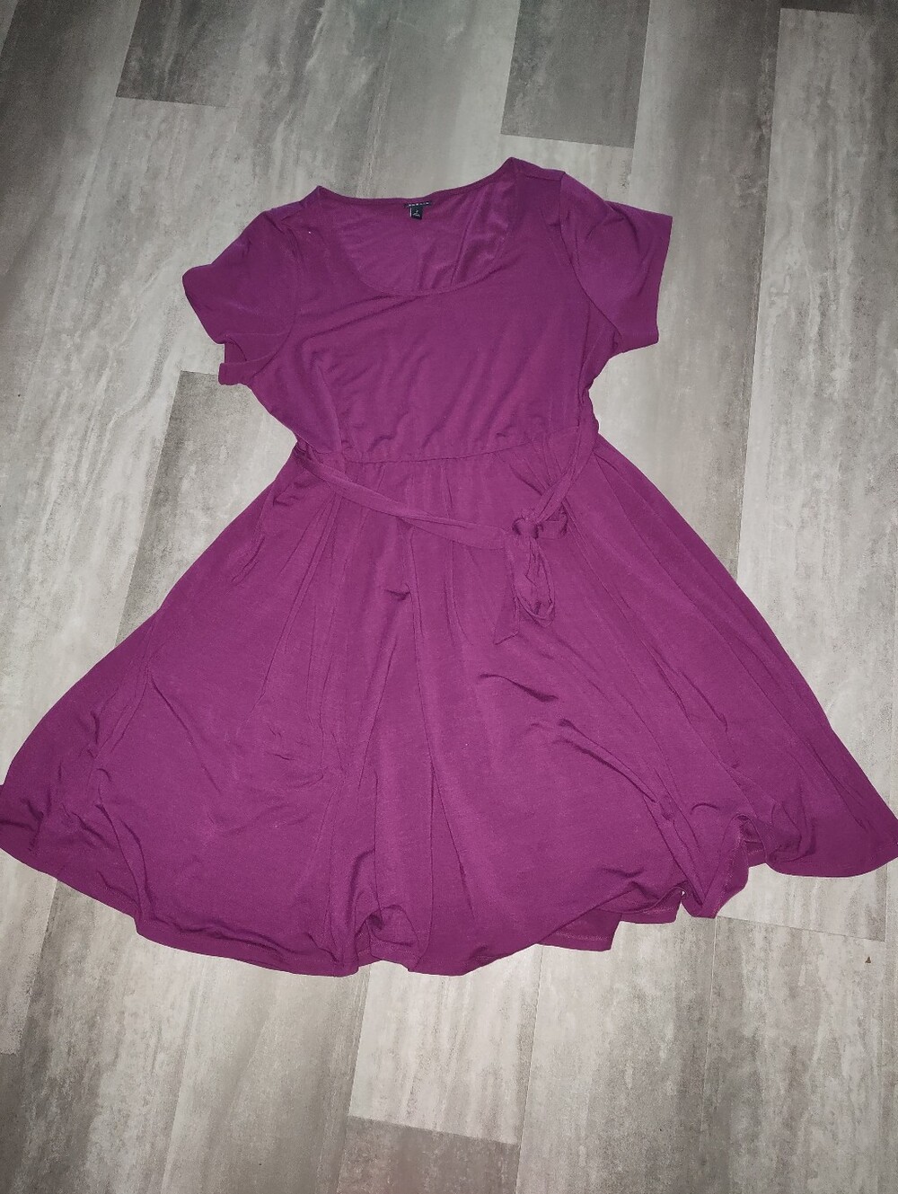 Torrid Women's Size 2 Plum Purple Short Sleeve Tie Waist Fit & Flare Dress